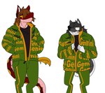 Rating: s
ID: 4791788
Date: 2024-05-18 18:18:09 -0400
Status: active
Score: 2
animate_inanimate anthro black_hair bottomwear brown_hair canid canine clothing compression_artifacts digital_media_(artwork) eyewear gemini_the_sergal glasses green_bottomwear green_clothing green_jacket green_pants green_topwear grey_hair group hair jacket living_clothing looking_at_viewer male male/male mammal multi_eye multi_limb multicolored_body pants servo117 simple_background smile smiling_at_viewer smirk smirking_at_viewer tail topwear trio post #4791788
