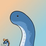 1:1 blue_body brahminy_blind_snake countershade_torso countershading feral gradient_background male markings mouthless orange_eyes reptile scales scalie serdagonn serdagonn_(character) signature simple_background snake solo