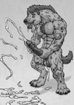 4_toes 5_fingers abs anthro balls big_balls big_chest big_penis bodily_fluids broad_shoulders chest_tuft circumcised claws cum cum_drip cum_dripping_from_penis cum_on_balls cum_on_ground cum_on_hand cum_on_penis cumshot dewclaw digitigrade dripping drooling ejaculation excessive_cum excessive_genital_fluids eye_scar facial_scar feet finger_claws fingers fur genital_fluids genitals glans gnoll grey_background half-closed_eyes hand_on_hip hand_on_penis hi_res huge_penis humanoid_genitalia humanoid_penis hyena looking_pleasured male mammal mane masturbation monochrome muscular muscular_anthro muscular_male narrowed_eyes navel nipples notched_ear nude open_mouth orgasm pawpads paws pecs penile penile_masturbation penis pubes s32 saliva scar serratus shaded simple_background solo spots standing tail teeth thick_neck thick_thighs toe_claws toes tongue tongue_out traditional_media_(artwork) tuft two-handed_masturbation vein veiny_arms veiny_penis