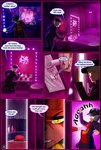 anthro clothing comic crossgender dominant english_text eyewear female fexa_(cally3d) five_nights_at_freddy's foxy_(cally3d) foxy_(fnaf) fredina's_nightclub glasses hat headgear headwear hi_res high-bear human key male mammal scottgames security security_guard spying text