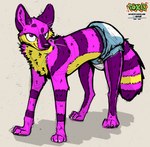 absurd_res canid canine canis claws colored coyote diaper female feral fur hi_res khaeoda looking_at_viewer mammal multicolored_body multicolored_fur multicolored_tail paws shaded signature sketch solo tail toxicfcknworld whiskers