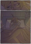 5_fingers absurd_res anthro bed bedding big_breasts blanket breasts cerealharem clothed clothing comic eyebrows female fingers furniture gynomorph_(lore) hair hi_res iv_bag lagomorph leporid mammal on_bed pillow pork_(cerealharem) rabbit solo