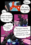 absurd_res anthro big_breasts breasts comic dewott duo english_text fattmana female generation_4_pokemon generation_5_pokemon hi_res luxray male male/female marriage_proposal motel nintendo pokemon pokemon_(species) sex simple_background text