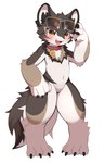 anthro blush canid canine collar eyewear featureless_crotch hi_res male mammal ping_koon simple_background solo standing sunglasses white_background