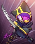 2023 4:5 absurd_res chameleon cosplay crossover crossover_cosplay espio_the_chameleon hi_res lizard male marvel melee_weapon ninja_costume ninja_suit reptile ronin_(marvel) ry-spirit scalie sega sonic_the_hedgehog_(series) sword weapon