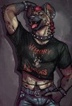 Rating: q
ID: 5602242
Date: 2025-05-27 12:18:14 -0400
Status: active
Score: 33
anthro belt bottomwear clothing digital_drawing_(artwork) digital_media_(artwork) fangs fur hair hand_in_pocket hi_res howzanet hyena male mammal pants piercing pockets portrait pubes solo standing teeth tongue tongue_out tongue_piercing post #5602242