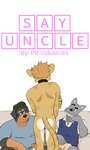 3:5 age_difference anthro canid canine canis chuck_(p_rindustries) clothed clothed/nude clothed_male clothing collar comic cover cover_art cover_page domestic_cat domestic_dog english_text felid feline felis fred_(p_rindustries) group hi_res male male/male mammal mastiff mature_anthro mature_male molosser nude older_male overweight overweight_anthro overweight_male p_rindustries rottweiler submissive text trio will_(p_rindustries) wolf