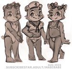 2024 anthro barefoot bear beulah_(country_bear_jamboree) bikini biped bubbles_(country_bear_jamboree) bunny_(country_bear_jamboree) cheek_tuft child clothed clothed_anthro clothed_female clothing country_bear_jamboree dated eyebrows eyelashes eyewear eyewear_on_head facial_tuft feet female female_anthro flat_chested greyscale group half-closed_eyes head_bow head_tuft heart_sunglasses hi_res mabibabi mammal midriff monochrome mouth_closed narrowed_eyes one-piece_swimsuit plantigrade raised_eyebrow sailor_hat sailor_uniform short_tail simple_background sketch smile snout standing sunglasses sunglasses_on_head swimwear tail teeth text trio tuft two-piece_swimsuit url white_background young young_anthro young_female