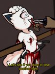 5_fingers abuse alolan_form alolan_vulpix anthro anthrofied attack bare_breasts bare_chest blood blood_from_mouth blood_from_pussy blood_in_mouth blood_in_pussy blood_on_breasts blood_on_weapon blue_eyes bodily_fluids bound breasts canid canine cleaver_(knife) cleaver_(weapon) collarbone constricted_pupils crotch_attack cruelty crying cutlery cutting death defeated dialogue digital_media_(artwork) disembodied_hand dominant dominant_human dying e254e english_text fatal_wound female fingers fluffy fluffy_tail forced front_view fur gash generation_7_pokemon genital_mutilation genital_torture genitals glint gore gore_focus grotesque_death group hands_behind_back helpless hi_res holding_knife holding_object holding_pliers holding_tool human human_dominating_anthro human_on_anthro humanoid_genitalia humanoid_pussy imminent_death interspecies kitchen_knife kitchen_utensils knife knife_in_belly knife_in_pussy knife_in_torso laceration mammal medium_breasts melee_weapon mutilation natural_breasts nintendo nipple_torture nipples nude pain penetration pliers pokemon pokemon_(species) pokemorph pokephilia pupils pussy pussy_torture pussy_wound regional_form_(pokemon) restrained ryona scared severed_body_part severed_tongue sexual_torture slit_(wound) small_pupils solo_focus stab standing stomach_torture stomach_wound subtitled tail tears text three-quarter_view tongue tongue_out tongue_removal tools torture trapped vaginal vaginal_penetration violence weapon weapon_penetration white_body white_fur white_tail wounded