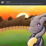 1:1 2019 absurd_res animate_inanimate banette dialogue digital_media_(artwork) english_text fan_character female fence generation_3_pokemon ghost grass hi_res humanoid light living_plushie mia_perella mountain neksu nintendo outside plant plushie pokemon pokemon_(species) pokemon_mystery_dungeon sad solo spike_chunsoft spirit sun sunlight sunset text wanderlust