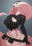 Rating: q
ID: 5550381
Date: 2025-05-05 09:04:39 -0400
Status: active
Score: 128
2025 agent_torque anthro apode big_breasts breasts chrysalisdraws cleavage clothed clothing digital_media_(artwork) draconcopode female fingers forked_tongue gloves green_eyes grey_background handwear hi_res legless nipple_outline nipples non-mammal_breasts non-mammal_nipples open_mouth pupils reptile scales scalie serpentine simple_background snake snake_hood solo tail tongue tongue_out viper_(x-com) white_body white_scales white_tail x-com x-com:_chimera_squad yellow_sclera post #5550381
