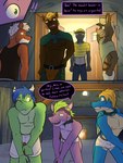 3:4 anthro bat boxers_(clothing) boxers_only briefs briefs_only canid canine captured clothed clothing collar comic crop_top dialogue ear_piercing english_text fox fuze group headgear headkerchief headwear hi_res kerchief male mammal midriff mineshaft navel nipples piercing rail_felflame_(fuze) reptile scalie sharp_(fuze) shirt shirtless snake snort_(fuze) tank_top text topless topwear underground underwear underwear_only