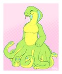 5:6 ancillary_head anguiped animate_inanimate border breasts european_mythology featureless_breasts female greek_mythology hi_res jintally mythology pinup plushie pose reptile scalie snake solo sylene_(blissey1) transformation white_border