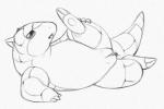 female feral generation_1_pokemon genitals graphite_(artwork) monochrome nintendo open_mouth pokemon pokemon_(species) presenting pussy sandshrew simple_background solo traditional_media_(artwork) white_background yaroul