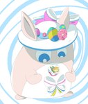 absurd_res duo egg generation_1_pokemon hi_res holding_character holowear_(pokemon) human in_mouth male male/male mammal micro nintendo pastel_style_wigglytuff plushification pokemon pokemon_(species) pokemon_unite reborn tapirclip volo_(pokemon) wigglytuff