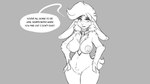 16:9 2023 anthro big_breasts blush breasts dialogue english_text evan_(sharkrags) female front_view genitals greyscale hands_on_hips lagomorph leporid long_ears mammal monochrome mostly_nude narrowed_eyes necktie necktie_only nude pussy rabbit sketch solo speech_bubble tail text watsup whiskers widescreen