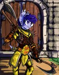 Rating: s
ID: 4909231
Date: 2024-07-10 01:35:59 -0400
Status: active
Score: 12
anthro armor axe ceratopsian clothing dinosaur dual_wielding facial_horn fantasy faustanon female gloves gold_(metal) gold_armor goodbye_volcano_high hair handwear holding_object holding_weapon horn medieval medieval_armor medieval_fantasy ornithischian prehistoric_species pupils purple_body purple_eyes purple_hair reptile scalie slit_pupils solo triceratops trish_(gvh) weapon post #4909231
