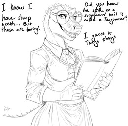 Rating: s
ID: 5671085
Date: 2025-06-27 13:09:57 -0400
Status: active
Score: 34
2024 anthro big_glasses biped book bottomwear breasts claws clothed clothed_anthro clothed_female clothing dialogue dinosaur english_text eyewear female finger_claws fingers front_view glasses greyscale hi_res holding_book holding_object humanoid_hands looking_at_viewer medium_breasts monochrome necktie nerd non-mammal_breasts open_mouth open_smile prehistoric_species reptile rett round_glasses scalie sharp_teeth shirt simple_background sketch skirt smile solo spiked_tail spikes spikes_(anatomy) standing tail talking_to_viewer teeth text theropod topwear white_background post #5671085