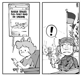 Rating: s
ID: 4136048
Date: 2023-06-27 08:16:38 -0400
Status: active
Score: 7
ambiguous_gender amy_(creator_ant) anthro armor army black_and_white clothing comic creator_ant electronics english_text female flag group hat headgear headwear helmet hi_res military military_clothing military_uniform monochrome news news_report phone plant simple_background sitting speech_bubble text tree ukraine ukrainian_flag uniform post #4136048