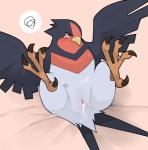 Rating: e
ID: 798984
Date: 2016-01-04 18:02:59 -0500
Status: active
Score: 105
2015 ambiguous_gender animal_genitalia avian avian_butt bird blush bodily_fluids cloaca cum cum_in_cloaca cum_inside feathered_wings feathers feet feral generation_3_pokemon genital_fluids genitals lying nintendo nude on_back pokemon pokemon_(species) presenting presenting_cloaca sarmon simple_background solo speech_bubble swellow talons teardrop tears toes wings post #798984
