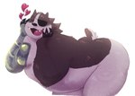 anthro badger badgerclops belly bent_over big_butt butt cartoon_network cute_fangs cybernetics cyborg eye_patch eyewear heart_symbol hearts_around_head hi_res machine male mammal mao_mao:_heroes_of_pure_heart mechanical_arm moobs mustelid musteline open_mouth open_smile overweight p1ns_n_needles smile solo