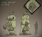 animal_genitalia anthro anus areola backsack balls big_anus big_balls big_breasts big_penis biped bodily_fluids breasts butt claws foreskin genital_fluids genital_raphe genitals gynomorph hair half-erect hi_res horn huge_anus huge_balls huge_breasts huge_penis hybrid_genitalia hybrid_penis hyper hyper_balls hyper_genitalia hyper_penis intersex medial_ring musk_beast_(evol) nipples penis perineal_raphe perineum precum puffy_anus raphe_(anatomy) scalie scrotal_raphe sheath solo toby_art