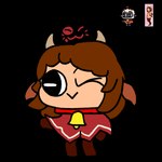 1:1 alpha_channel ambiguous_gender animal_ears animate_inanimate anthro bell bell_collar bovid brown_hair cabrita_(akubon) caprine chibi clothing collar cosplay cowbell crown cult_of_the_lamb dark_body dark_skin evan_harrey female flat_colors fur goat hair headgear horizontal_pupils horn humanoid lamb_(cult_of_the_lamb) light_body light_skin mammal massive_monster_(studio) one_eye_closed parody pupils red_clothing red_crown_(cult_of_the_lamb) red_robe robe sheep simple_background solo traced transparent_background wink wool_(fur)