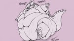 16:9 ambiguous_gender anthro arm_rolls belly belly_overhang belly_rolls big_belly big_butt bodily_fluids breath butt cheek_spikes chubby_cheeks claws double_chin english_text facial_spikes fat_rolls frozedfrenchdragon grunting kobold leg_rolls love_handles morbidly_obese morbidly_obese_ambiguous morbidly_obese_anthro nude obese obese_ambiguous obese_anthro open_mouth open_smile overweight overweight_ambiguous overweight_anthro panting scales scalie smile solo spikes spikes_(anatomy) struggling sweat tail tail_ridge teeth text thick_tail thick_thighs toe_claws waddling walking wide_hips widescreen