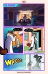 anthro base_three_layout blockage_(layout) bow_tie bubble building canid canine clothing coat comic dialogue digital_media_(artwork) door english_text female four_frame_image fox foxinuhhbox garage garage_chemistry_(comic) hi_res horizontal_blockage house lab_coat male mammal meme milo_(foxinuhhbox) nyan_cat_(copyright) science scientist sex_toy shower silhouette sound_effects speech_bubble steam text three_row_layout topwear url vibrator wand_vibrator