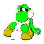 1:1 anus clothing colored cotora dinosaur female feral footwear genitals green_yoshi mario_bros nintendo prehistoric_species pussy reptile scalie shoes simple_background solo tail tail_anus tailbutt thick_tail white_background yoshi