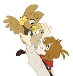 avian beak chibi clothed clothing crucian_carp duo feathered_wings feathers female feral fur gryphon hair hi_res human male male/female mammal mythological_avian mythological_creature mythology open_mouth toto_(crucian_carp) wings