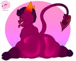 5:4 big_butt biped breasts butt demon demon_humanoid female flexible hi_res hooves huge_butt humanoid looking_at_viewer looking_back not_furry rear_view red_body solo spade_tail splits spread_legs spreading syrios tail thick_thighs tongue tongue_out