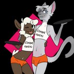 1:1 2022 alpha_channel anthro arm_around_shoulders arm_around_waist black_text blep blue_eyes blush blush_lines bottomwear bovid bulge caprine catsby_mcyifferson clothed clothing crop_top digital_drawing_(artwork) digital_media_(artwork) domestic_cat duo english_text eyebrows eyelashes felid feline felis femboy femboy_hooters flat_colors fully_clothed fur grey_body grey_fur handwritten_text head_tuft heart_symbol hi_res holding_tray hotpants larger_male looking_at_viewer male male/male male_anthro mammal midriff mishka_(sleepysheepy17) one_eye_closed orange_bottomwear orange_clothing orange_shorts pink_inner_ear pink_nose pink_tongue portrait procreate_(artwork) sheep shirt shorts siamese side_hug simple_background size_difference slim smaller_male smile smiling_at_viewer sneplord snout standing tail text text_on_clothing text_on_shirt text_on_topwear three-quarter_portrait tongue tongue_out topwear tuft waiter white_body white_fur white_wool wink winking_at_viewer wool_(fur)