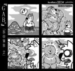 4koma 5_fingers anime_nosebleed anthro anthro_on_anthro bar_emanata base_two_layout black_nose blood blush bodily_fluids bottomwear bulge canid canine canis censored chow_chow clothed clothing cloud comic crossbar_emanata detailed_bulge dialogue domestic_dog duo emanata empty_eyes eyebrows eyes_closed fellatio fingers flash_emanata four_frame_grid four_frame_image front_view fur gab_(comic) gab_shiba gabshiba genital_outline greyscale grid_layout larger_male male male/male mammal monochrome muscular muscular_male navel nipples nosebleed oral outside partially_submerged penile penis_outline pictographics question_mark regular_grid_layout sex shiba_inu shocked shorts size_difference smaller_male spiral_eyes spitz standing topless two_row_layout wang_chow water wet wet_body wet_fur