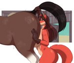 ambiguous_gender ambiguous_on_anthro anal anthro anthro_on_feral anthro_rimming_feral barn bestiality big_breasts big_butt breasts brown_hair butt canid canine clothing curvy_figure duo equid equine female female/ambiguous female_on_feral feral fox gloves hair hand_on_butt handwear horse huge_breasts jamie_(novaduskpaw) male male_penetrated male_rimmed mammal oral penetration quadruped raised_tail rimming second_city_saint sex side_boob side_view stable tail wide_hips