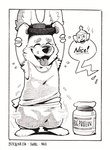 2024 4_toes after_exercise anthro big_ears biped black_and_white bodily_fluids bottle bottomwear canid canine canis clothing container cross-hatching dialogue domestic_dog ears_up english_text exclamation_point exercise eyes_closed feet front_view happy hatching_(art) herding_dog hi_res inktober male mammal monochrome offscreen_character open_mouth pants pastoral_dog pen_(artwork) plantigrade protein_powder shaded shirt short short_tail solo speech_bubble standing sweat swirl_(thezestiestbone) tail tank_top teeth text thezestiestbone toes tongue tongue_out topwear traditional_media_(artwork) welsh_corgi white_clothing white_shirt white_tank_top white_topwear workout workout_clothing