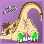 3_toes anthro anus ass_up backsack balls blush bodily_fluids brown_hair butt claws cum cum_drip cum_in_ass cum_inside dipstick_toes dripping drooling feet genital_fluids genitals gradient_background green_nose green_pawpads green_tongue hair hi_res kangaroo kingdraws macropod male mammal marsupial pawpads purple_background raised_tail rear_view saliva simple_background solo spiral spiral_eyes tail toes tongue tongue_out white_claws