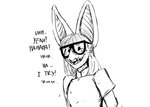 2023 anthro bat black_and_white bodily_fluids buffy_(hladilnik) comic dialogue english_text eyewear female glasses hi_res hladilnik leaf-nosed_bat mammal microbat monochrome nervous nervous_laugh solo sweat text vampire_bat yangochiropteran