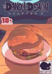 absurd_res anthro big_breasts blue_body blue_skin breasts burger cheese comic cover cover_art cover_page dairy_products dandy_demons devilchild egg electronics female food hi_res ketchup monster mustard peculiart phone plate silvia_(peculiart) solo