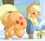 applejack_(mlp) areola bedroom_eyes big_butt big_teats blush bodily_fluids butt cdrspark clothing earth_pony equid equine female feral footwear freckled_butt freckles friendship_is_magic hasbro hi_res high_heels horse huge_butt huge_teats huge_udders lactating leaking_milk mammal milk_puddle my_little_pony narrowed_eyes nipples pink_areola pink_nipples pony puffy_areola puffy_nipples raised_leg seductive shoes solo teats