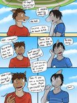 3:4 anthro beach clothed clothing comic dialogue duo english_text fish fuze hi_res ian_dela_cruz male marine outside seaside shark shirt t-shirt texnatsu text topwear