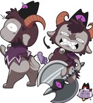 Rating: q
ID: 5450124
Date: 2025-03-22 21:03:08 -0400
Status: active
Score: 41
2025 2_horns angry anthro arrow_sign axe bell bell_collar big_butt black_body black_collar black_eyes black_fur black_hair bodily_fluids bovid brown_horn butt butt_slap caprine clenched_teeth clothing collar crown cult_of_the_lamb digital_media_(artwork) duo fur goat goat_(cult_of_the_lamb) grey_body grey_ears grey_fur hair headgear holding_axe holding_melee_weapon holding_object holding_weapon horn karikhuri lamb_(cult_of_the_lamb) looking_away male male/male mammal massive_monster_(studio) melee_weapon multicolored_body multicolored_clothing multicolored_fur multicolored_robe purple_body purple_clothing purple_ears purple_fur purple_robe robe saliva sharp_teeth sheep simple_background slap surprise surprised_expression teeth thick_thighs two_tone_body two_tone_clothing two_tone_fur two_tone_robe weapon white_background white_body white_fur white_hair wool_(fur) post #5450124