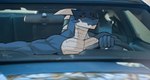 anthro bored car dragon driving expression_meme horn inside_car kentott0 male meme muscular mythological_creature mythological_scalie mythology reptile scales scalie solo spikes vehicle ven_(kodiak3d)