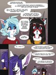 2018 android anthro ara_(fluff-kevlar) black_hair blue_body blue_eyes blue_fur blue_hair blush breath chibi clothing comic conditional_dnp dialogue digital_media_(artwork) domestic_cat ellipsis english_text felid feline felis female fluff-kevlar fluffy fur group hair hi_res horn kleika machine male mammal purple_eyes purple_hair radoslav_kovsai red_body red_fur robot royalty science_fiction smile text uniform vikna_(fluff-kevlar) white_body white_fur yellow_sclera