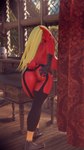 3d_(artwork) 4k 9:16 absurd_res anthro anus bent_over big_breasts black_clothing blaziken blender_(artwork) blonde_hair blue_eyes breasts butt chair clothing curtains danified_pastry desk digital_media_(artwork) female fingers flower furniture garter_belt garter_straps generation_3_pokemon hair hand_on_butt hi_res legwear nintendo plant pokemon pokemon_(species) red_body red_skin solo spread_butt spreading stockings table window