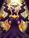 2018 accessory arabian areola artist_name big_breasts breasts clenched_teeth darkrai digital_media_(artwork) english_text eyelashes female generation_4_pokemon genitals hair hi_res humanoid latiar legendary_pokemon lips long_hair looking_at_viewer nintendo nipples nude number open_mouth pink_areola pink_nipples pokemon pokemon_(species) pokemorph pussy shadow_creature solo teeth text viradera_(latiar)