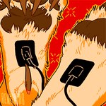 0ct0m0n0 1:1 ambiguous_form ambiguous_gender ambiguous_species animated brown_claws brown_pawpads charr claws electric_shock electrode epilepsy_warning faceless_ambiguous faceless_character feet felid foot_fetish foot_shot fur guild_wars low_res mammal orange_body orange_fur paw_tuft pawpads red_background short_playtime signature simple_background solo sparkles tan_body tan_fur toe_claws