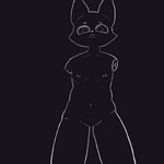 1:1 2023 :o anthro aroused biped bodily_fluids bottomless breasts canid canine canis clothed clothing detachable detachable_limbs disability erect_nipples exhibitionism eye_contact female fox hi_res hollow_eyes line_art looking_at_another looking_at_viewer looking_down luna_c mammal monochrome navel nipple_piercing nipples nude nude_anthro open_mouth piercing plantigrade presenting simple_background skinny small_breasts snout solo standing teeth teeth_showing topless