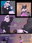 2023 anthro belt black_eyebrows black_eyes bottomwear bulge canid canine canis cigarette clothed clothing collar comic dialogue dogamy doggo_(undertale) domestic_dog duo english_text eyebrows fur hi_res male mammal pants platinumlust prank shirt simple_background smoke smoke_from_mouth tank_top text topwear undertale undertale_(series) white_body white_fur