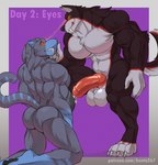 2022 abs anthro anthro_on_anthro back_muscles balls barefoot belly biceps big_balls big_muscles big_penis bodily_fluids border butt canid canine canis claws dominant dominant_male duo erection eye_contact eyebrows fangs feet felid fur genital_fluids genitals grey_border hi_res huge_balls huge_muscles huge_penis humanoid_genitalia humanoid_penis hybrid_genitalia hybrid_penis hypnosis hypnovember kento267 kneeling knot licking licking_lips licking_own_lips looking_at_another male male/male mammal mind_control musclegut muscular muscular_male nude pecs penis precum prehistoric_species purple_background saber-toothed_tiger sabertooth_(anatomy) scar self_lick simple_background smile standing submissive submissive_male teeth text tongue tongue_out triceps tuft url wolf